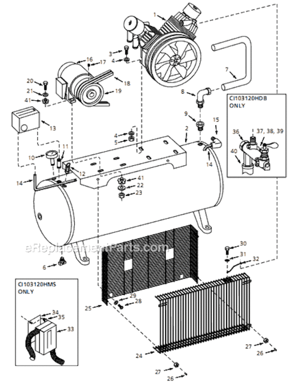 Page A Diagram and Parts List for CI103120HB 1999 Campbell Hausfeld Compressor